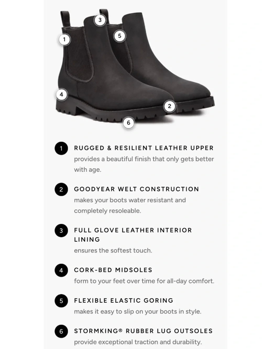 Thursday Boot Company Men’s Legend Black Leather Lug Sole Chelsea Boots Size 7